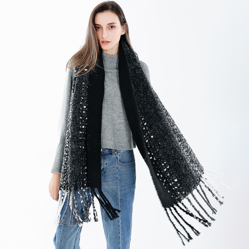 190*56 CM Women Winter Warm Vintage Artificial Cashmere Scarf with Tassel Long Shawl