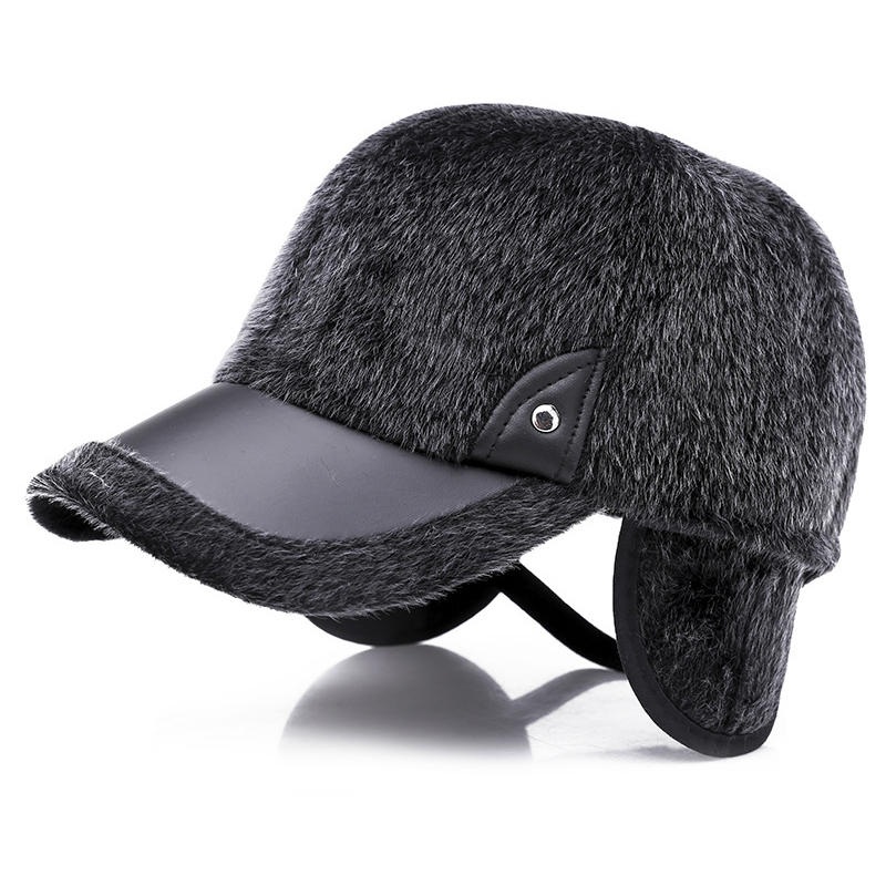 Artificial Marten Hair Earmuffs Baseball Cap Winter Warm Thicken Peaked Hat Adjustable