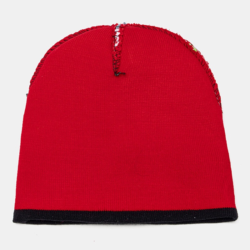 Child Adult Wool Jacquard Warm Festive Christmas Elk Snowmen Pattern Knitted Hat Beanie With Fluff Ball