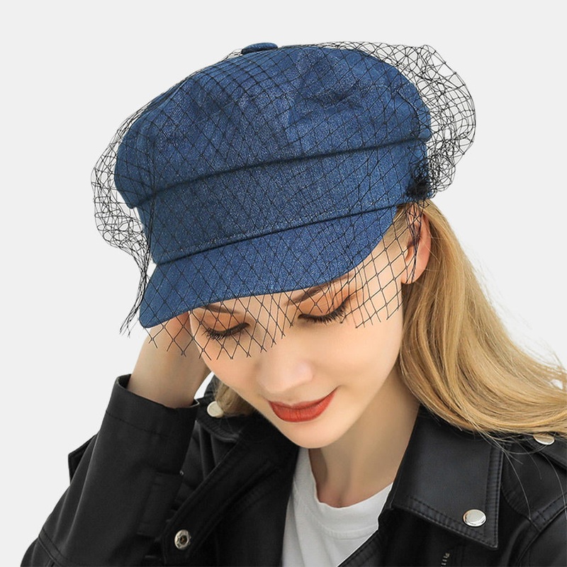 Denim Mesh Navy Cap Peak Cap Flat hats Wild England Military Hat Captain Caps Navy Caps