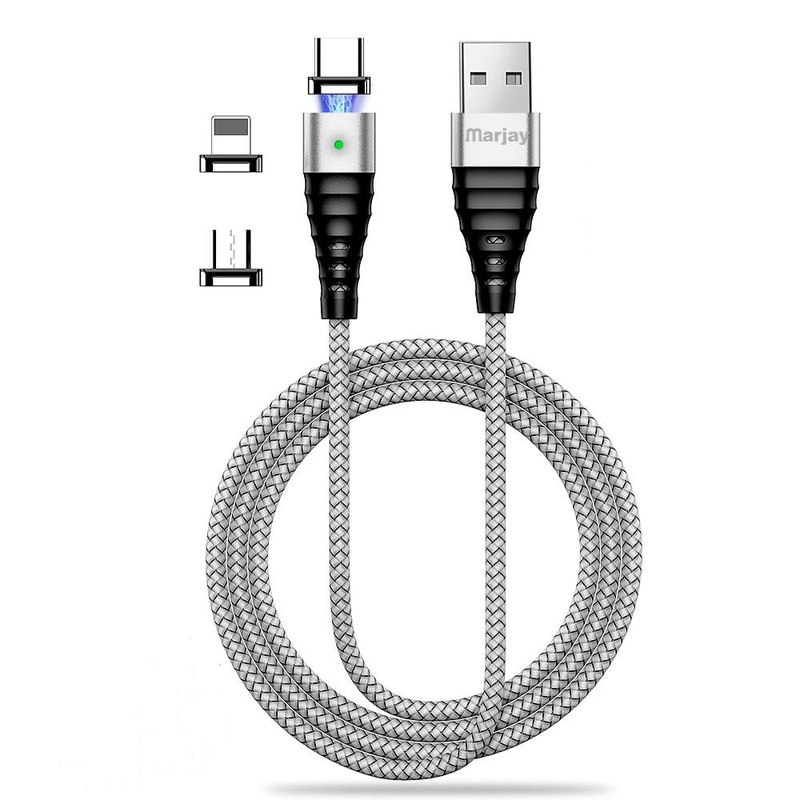 Marjay 3A Type C Micro USB LED Indicator Braided Fast Charging Data Cable For Huawei P30 Pro Mate 30 Mi9 9Pro 7A 6Pro OUKITEL Y4800