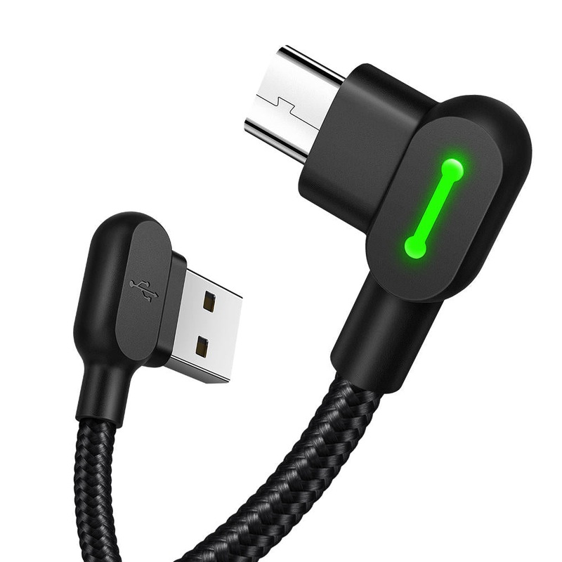 MCDODO 90 Degree 2A Breathing Light Micro USB Fast Charging Data Cable 0.5m/1.2m/1.8m for Honor 8X
