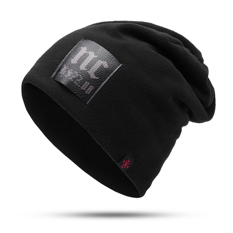 Mens Womens Cotton Thick Warm Knit Hat Winter Casual Letter Solid Slouchy Beanie Cap