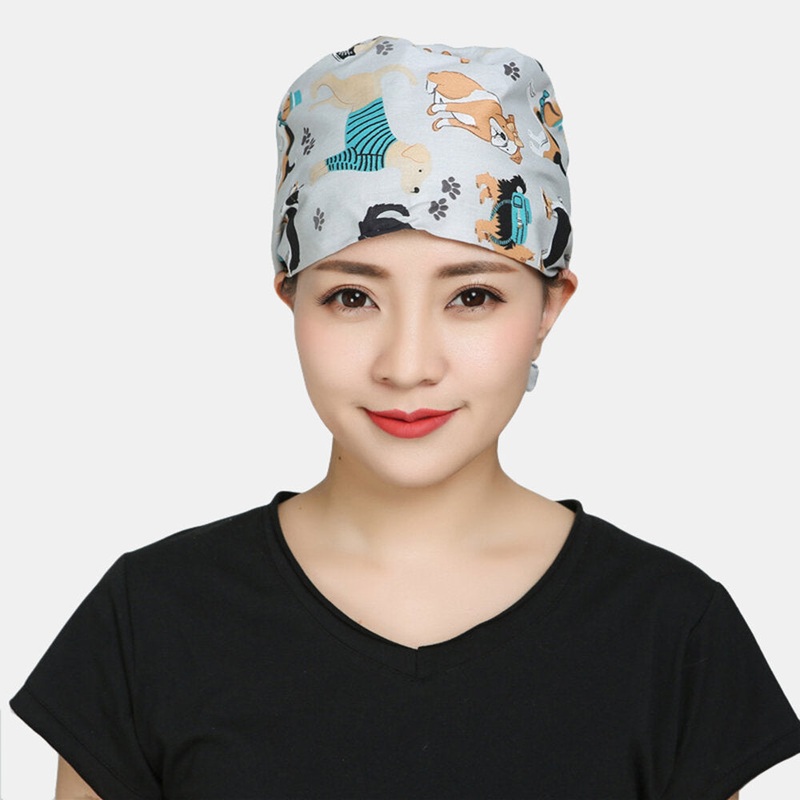Surgical Cap Scrub Caps Dustproof Cotton Printed Beautician Hat