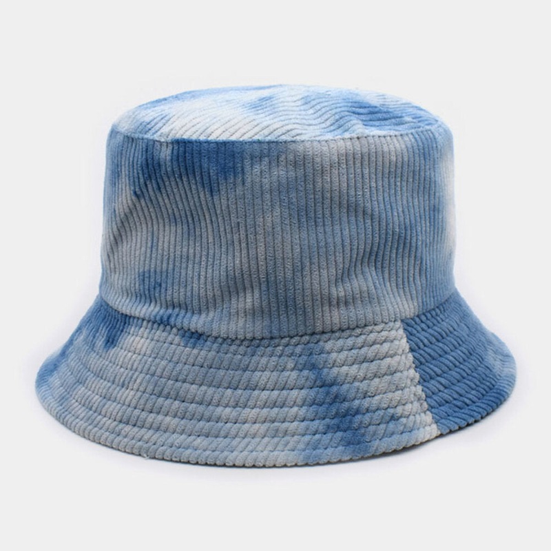Unsiex Double-sided Tie-dye Corduroy and Cotton Warm Soft Outdoor Casual All-match Bucket Hat