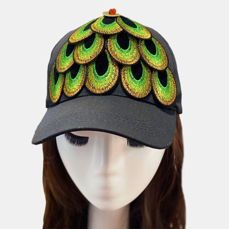 Women Embroidered Printed Feather Baseball Cap