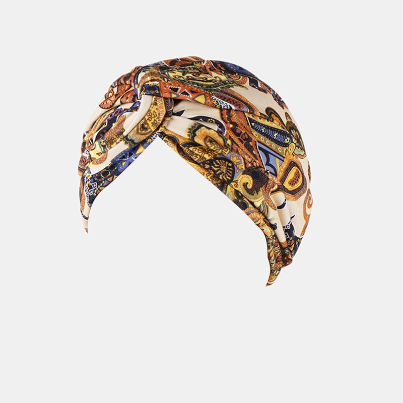 Women Flower Printing Turban Hat Cotton Casual Breathable Head Cap
