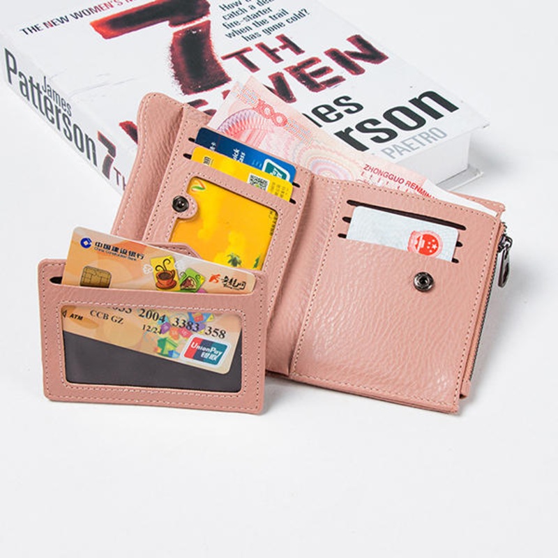 Women PU Leather Woven Pattern Short Wallet Credit Card Holder Coins Bag