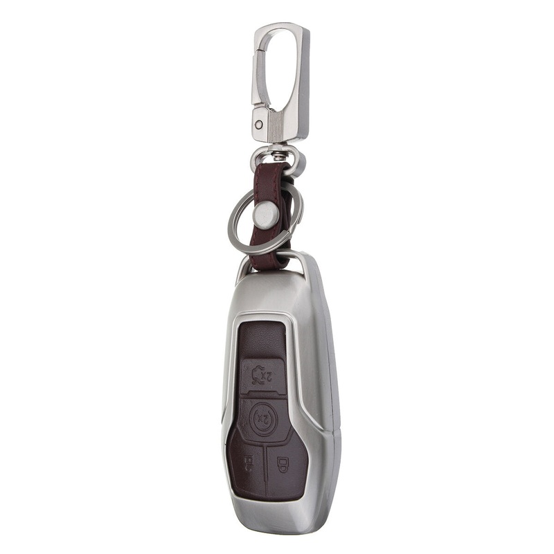 Alloy Smart Remote Key Shell Pu Leather Case Cover for Ford Lincoln 4/5 Button