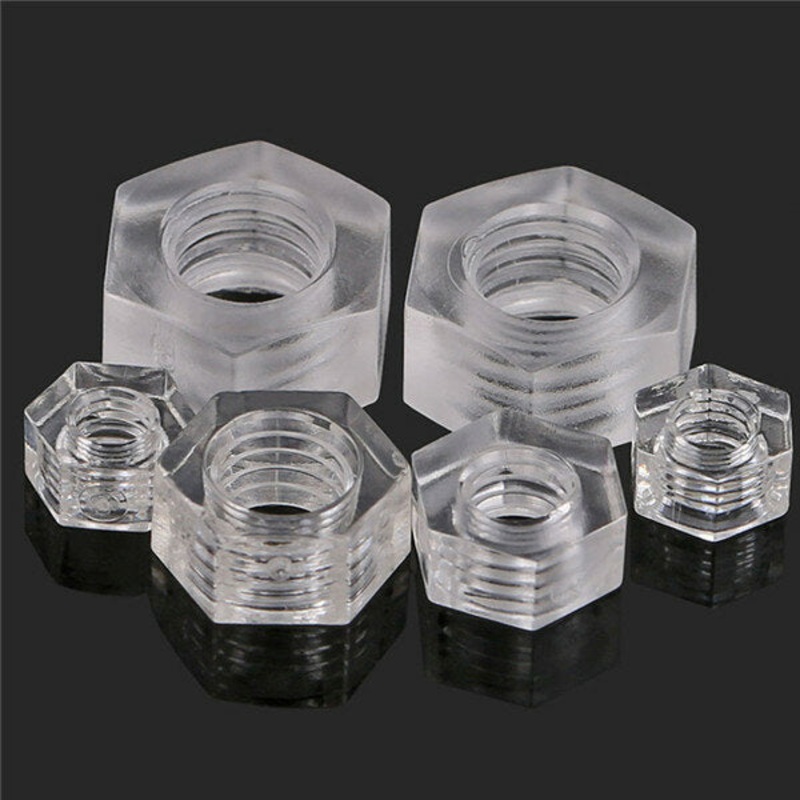 Suleve MXHN1 50Pcs Transparent Acrylic Nuts Hex Plastic Nut Washer Hexagonal Lock Nuts M6