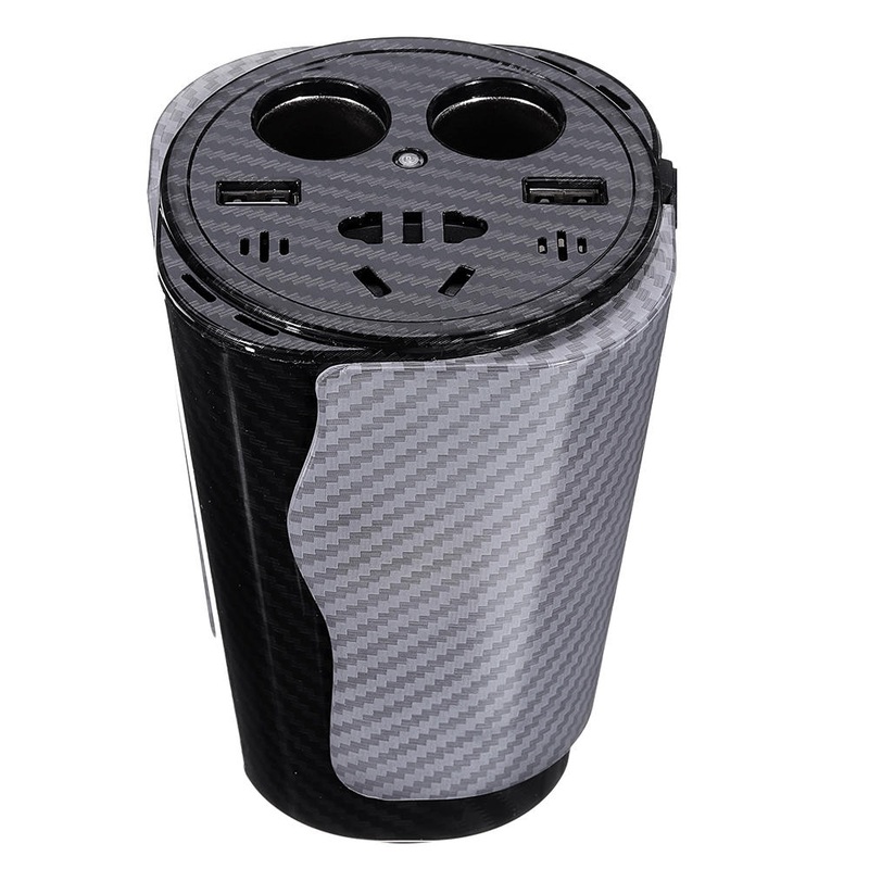 XUYUAN 600W Peak Cup Style Power Inverter DC 12V to AC 110/220V Converter with Voice Control LED Atmosphere Lamp for Car Home Outdoor