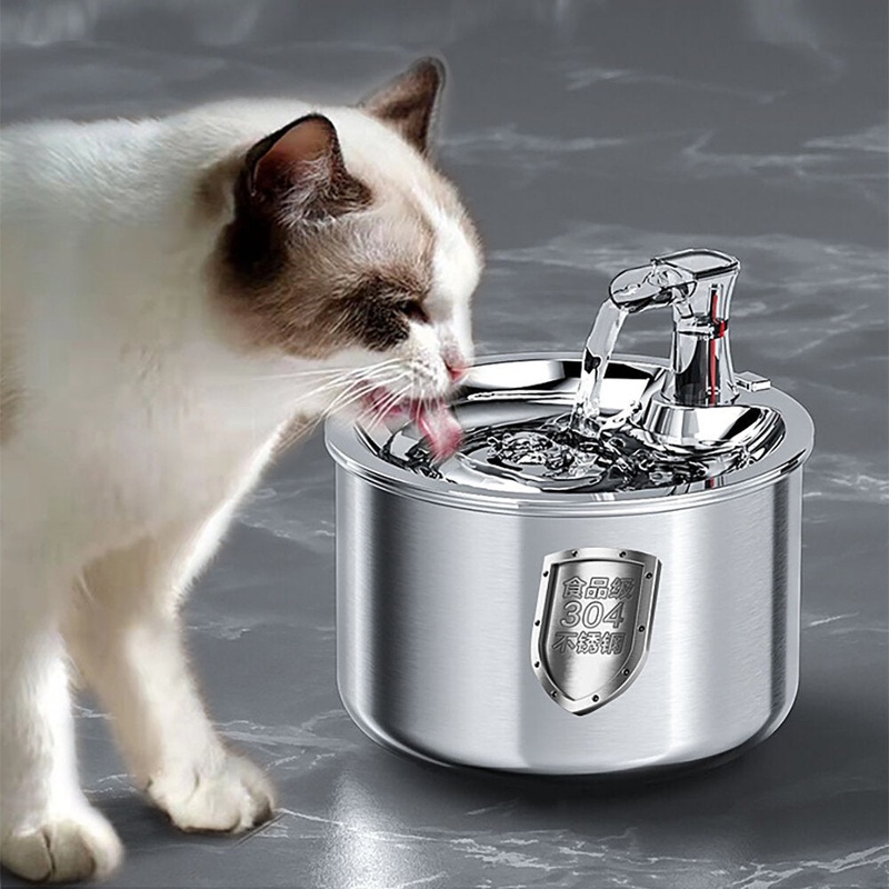 2L 3modes Dog Water Smart Fountain USB Dispenser Drinking Bowl Cat Feeder Puppy Stainless Steel Intelligent Pet Supplies Ultra-Quiet Pump