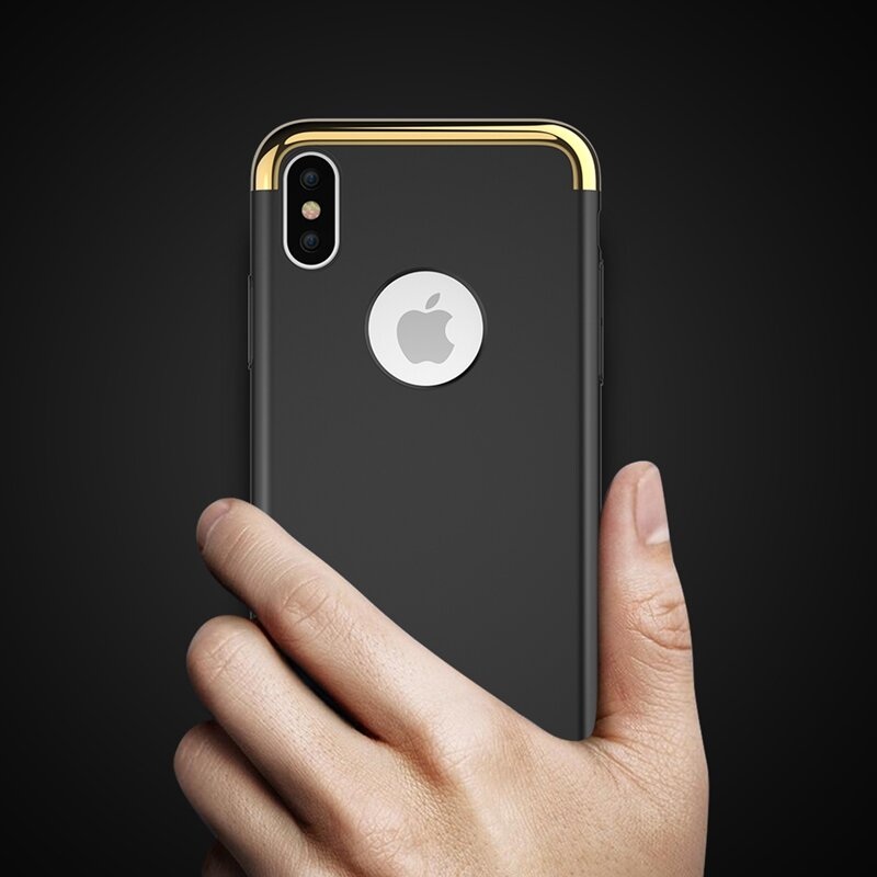 3 In 1 Plating Anti Fingerprint Protective Case For iPhone X