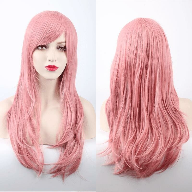 70CM Long Synthetic Costume Cosplay Wig High Temprature Fiber Hair Extensions For Women Dark Purple Hair