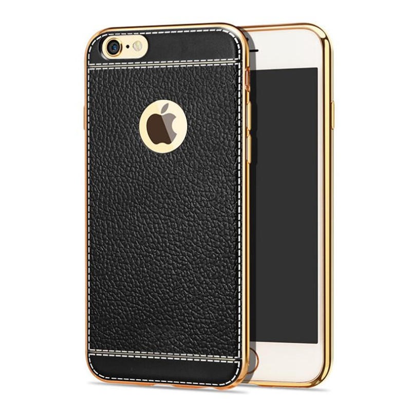 Bakeey Litchi Grain Plating TPU Silicone Ultra Thin Cover Case for iPhone 6Plus & 6sPlus 5.5 Inch