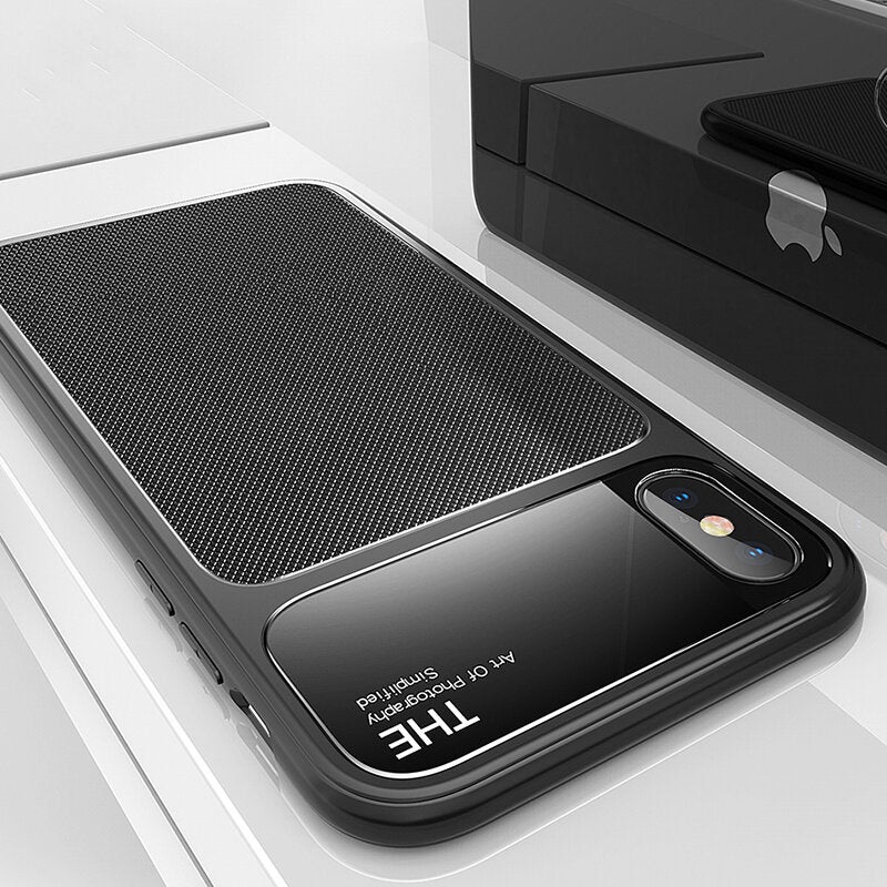 Bakeey Tempered Glass Lens Dissipating Heat Soft TPU Protective Case for iPhone X