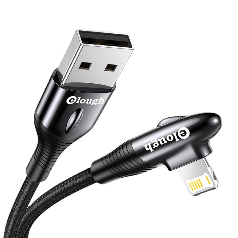 Elough 90 Elbow USB-C/Apple Port to USB-A Cable Fast Charging Data Transmission Cord Line 1m/2m long For iPhone 13 Pro Max For Samsung Galaxy Note 20 For Xiaomi 12
