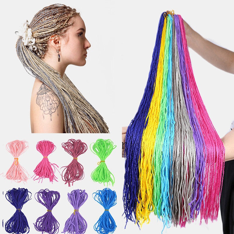 Halloween Crochet Box Braids Hair Bundles Colored Dirty Braids Ponytail Synthetic Hair Extensions