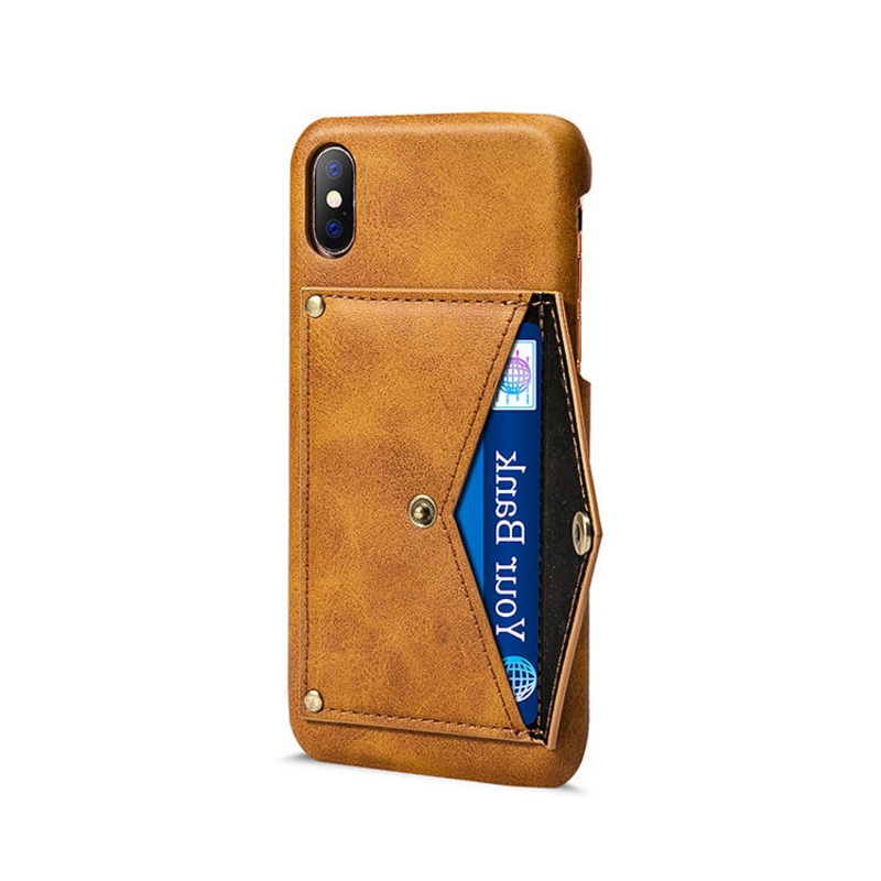KANJIAN PU Leather Card Slot Bracket Protective Case for iPhone X