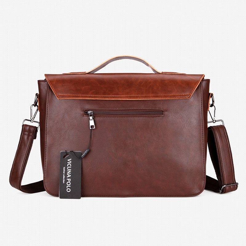 Men Vintage PU Leather Messenger Bag Laptop Briefcase Handbag 14 Inch