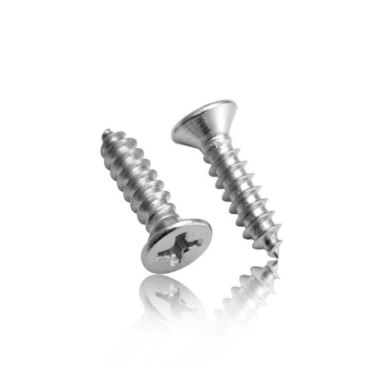 Suleve M5SP2 100Pcs M5 304 Stainless Steel Cross Flat Head Self Tapping Screw Wood Screws Speaker Screws Optional Length