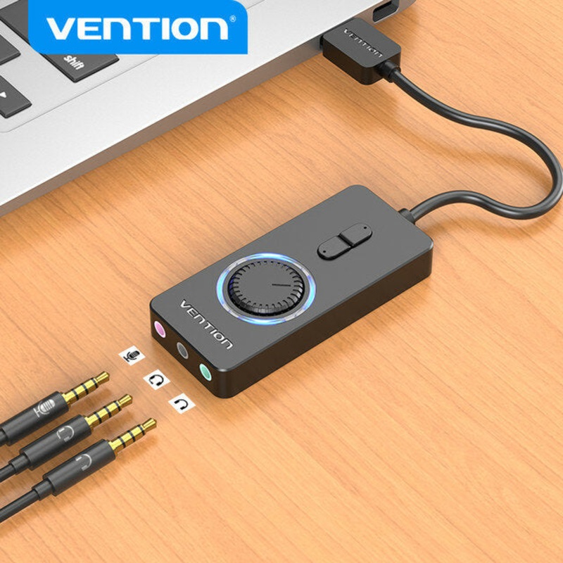 Vention USB External Sound Card to 3.5mm Audio Adapter to Earphone Microphone  0.15m/0.5m/1m