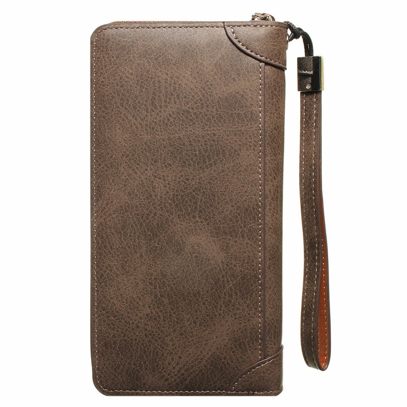 Baellerry Casual Vintage Large Capacity with Multi-Card Slots Zipper Nubuck Men Wallet Handbag