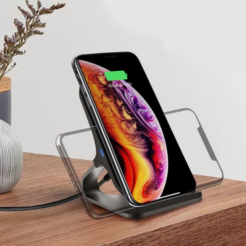Bakeey 2 in 1 Qi 15W Fast Charging Aluminum Alloy Desktop Phone Stand Holder for Mi 10 for Samsung Galaxy Note 20 Ultra ForSmartphone