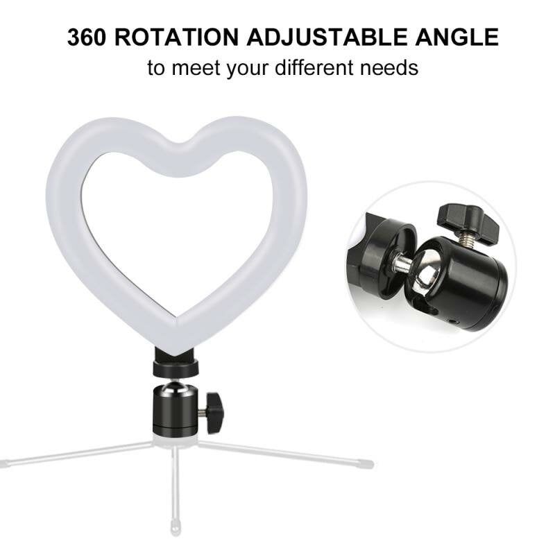 Bakeey 6 Inch Heart-Shaped LED Ring Light Dimmable Cold Warm Makeup Photography Video Live Stream Lamp Tricolor Fill Light
