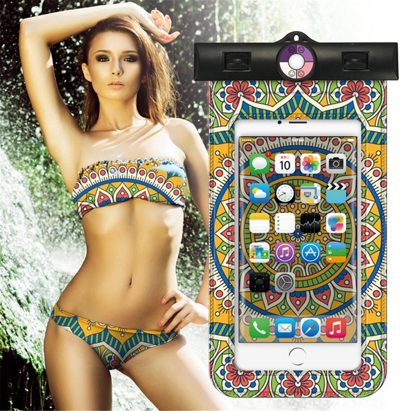 Bakeey Bohemian Style Waterproof Phone Sealed Bag Sunshade UV Sensor Arm Set Mobile Phone Accessories for Phone below 6 inch