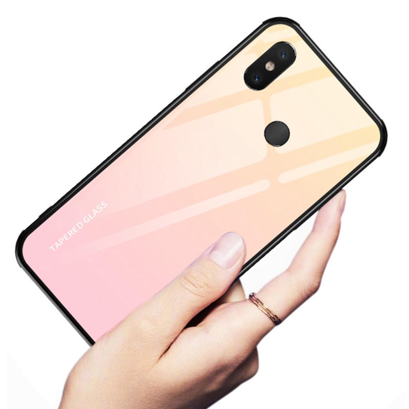 Bakeey Luxury Gradient Colorful Tempered Glass Anti-Scatch Protective Case For Xiaomi Mi8 6.21 Inch