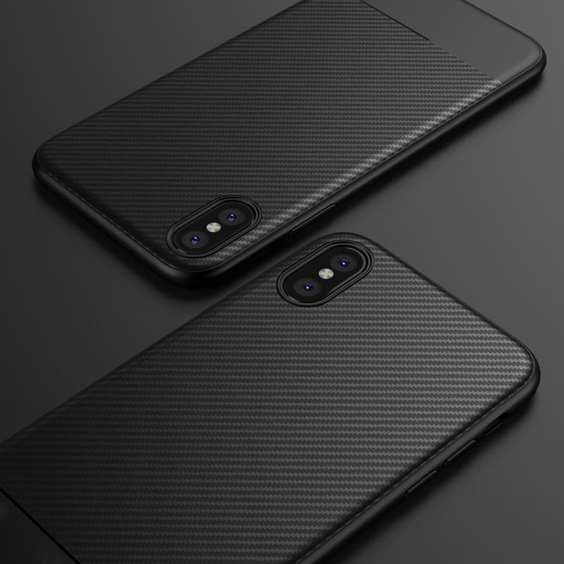 Bakeey Protective Case For iPhone XS Carbon Fiber Fingerprint Resistant Soft TPU Back Cover