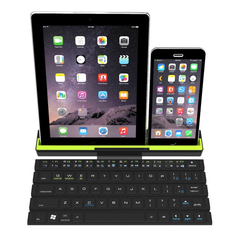 Bakeey R4 Universal Roll-Fold Dual Mode Wireless Bluetooth Keyboard Rechargeable With Stand For Tablets/Mobile Phone 64 keys Compatible With IOS,Android,Windows systems