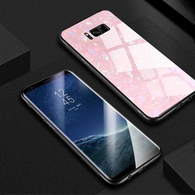 Bakeey Shell Pattern Glossy Glass Soft Edge Protective Case for Samsung Galaxy S8 Plus