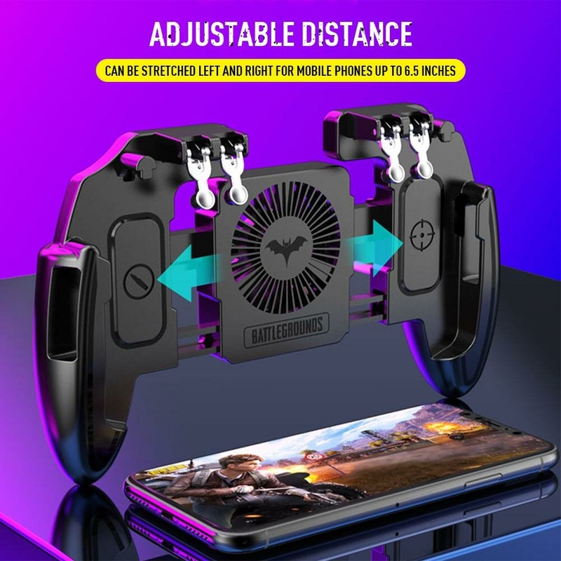 Bakeey Six Finger PUBG Game Controller Gamepad Trigger Shooting Free Fire Cooling Fan Gamepad Joystick For IOS Android Mobile Phone
