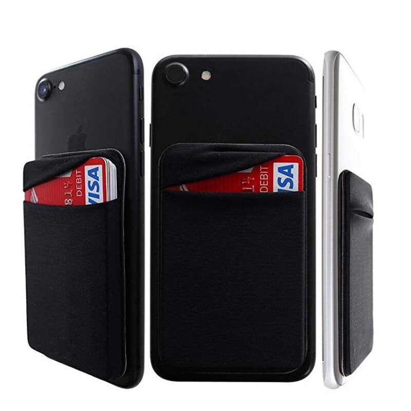 Bakeey Universal Stick On Phone Wallet Elastic Fabric Adhesive Sticker Ultra-Thin With Card Holder Pocket Compatible With Most Smartphones