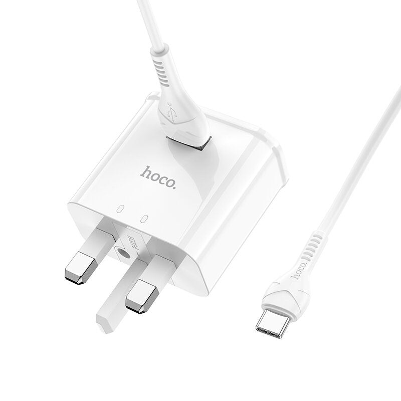HOCO C92B QC3.0 18W UK Plug Fast Charging Charger with Type-C Cable for Xiaomi Mi9 OnePlus 9 5G Global Rom for Samsung Galaxy S21 Ultra