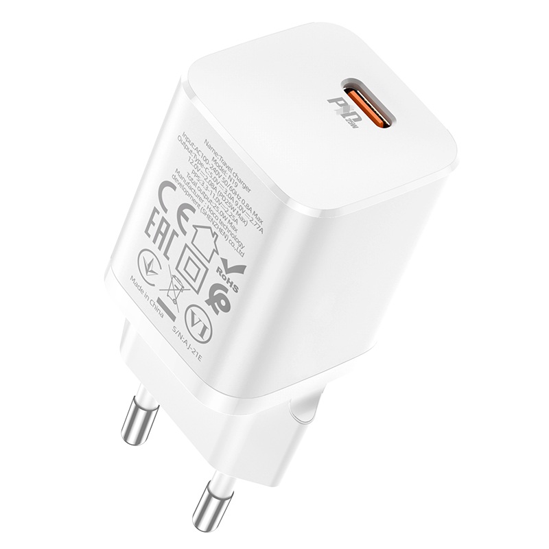 HOCO N19 PD 25W USB PD Charger USB-C PD3.0 QC3.0 FCP SCP Fast Charging Wall Charger Adapter EU Plug With USB-C to USB-C Cable for iPhone 12 Mini for iPhone 12 Pro Max for OnePlus 8 for OnePlus 8 Pro