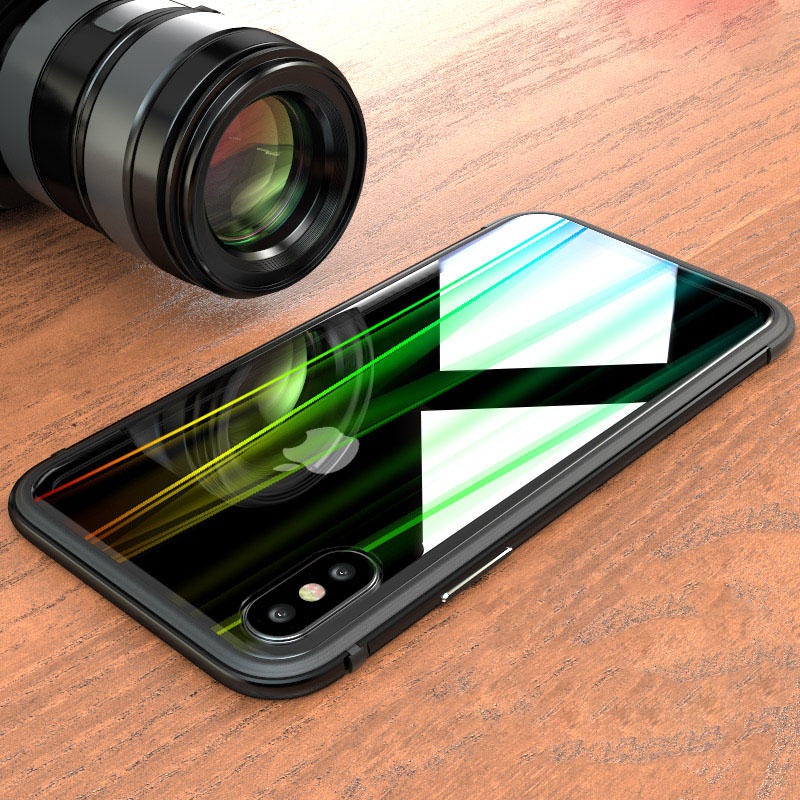 Luphie Protective Case For iPhone XR/XS Max Gradient Color Scratch Resistant Tempered Glass+TPU