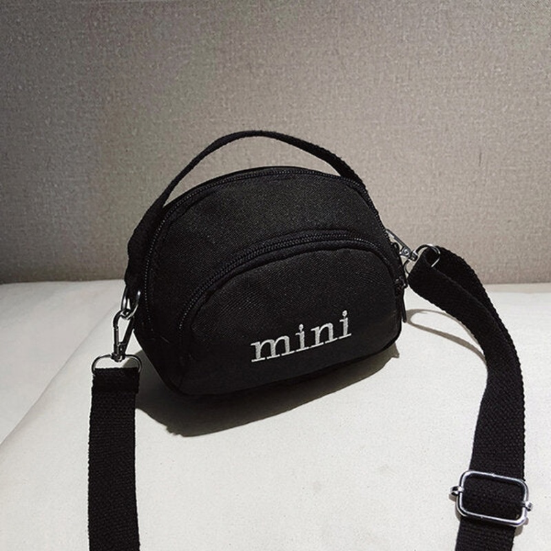 Mini Multi-Pocket Canvas Mobile Phone Storage Crossbody Shoulder Bag