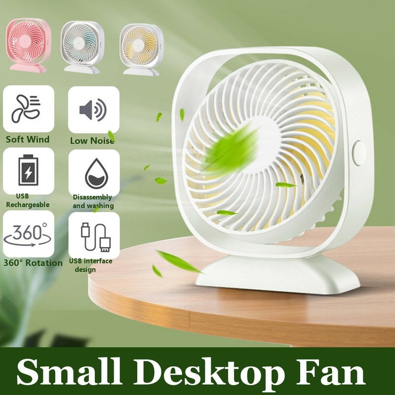 Summer Portable USB Power Desktop Fan 4-Blade Wide Area 360 Multi-Angle Natural Wind Low Noise Macbook Computer Cooler