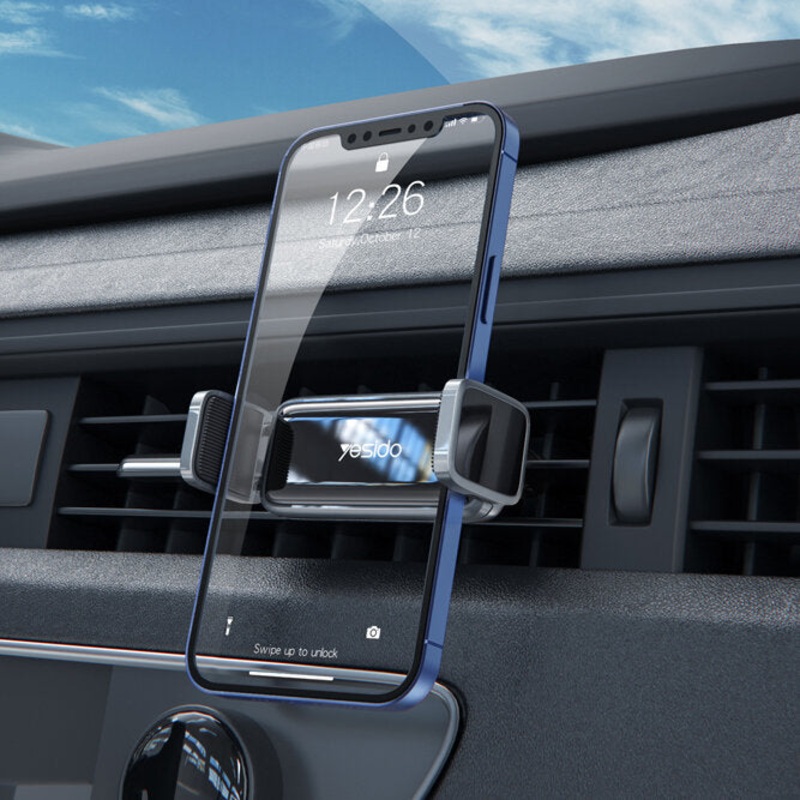 Yesido C124 360 Rotation Double Clip Mobile Phone Holder Stand Bracket for POCO X3 F3 – Car Air Vent