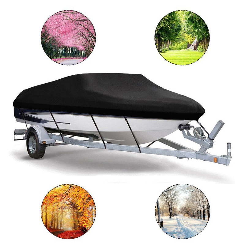 11-22ft Barco Boat Cover Anti-UV Waterproof Heavy Duty 210D Marine Protector Trailerable Canvas Boat Accessories