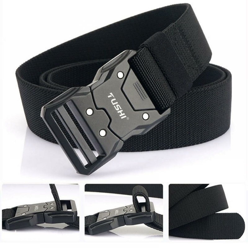 1Pc Popvcly Belt Metal Buckle Quick Release Belt Casual Tooling Training Belt Men’s Pants Belt