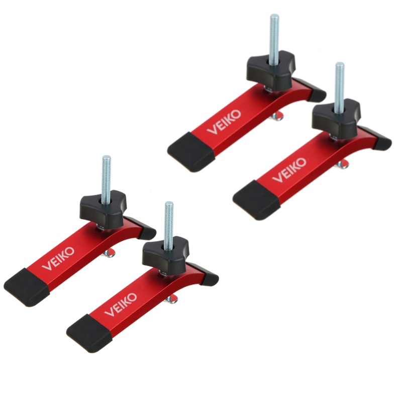 4 Pack VEIKO Quick Acting T Track Hold Down Clamps with T bolts and Silder Aluminum Alloy Woodworking Clamps for Routers Drill Presses CNC Table Saws