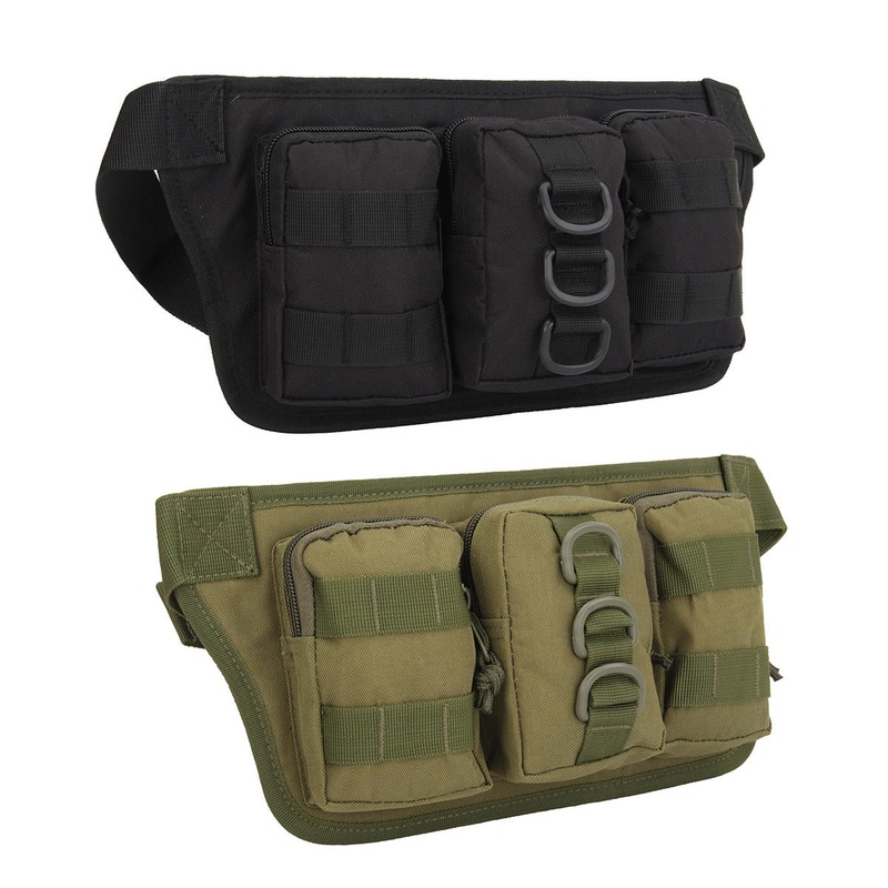 IPRee 1PC Outdoor Sport 3 Pockets High Capacity Tactical Waist Bag Handbag Gym Bag For Running Fitness Hiking Camping