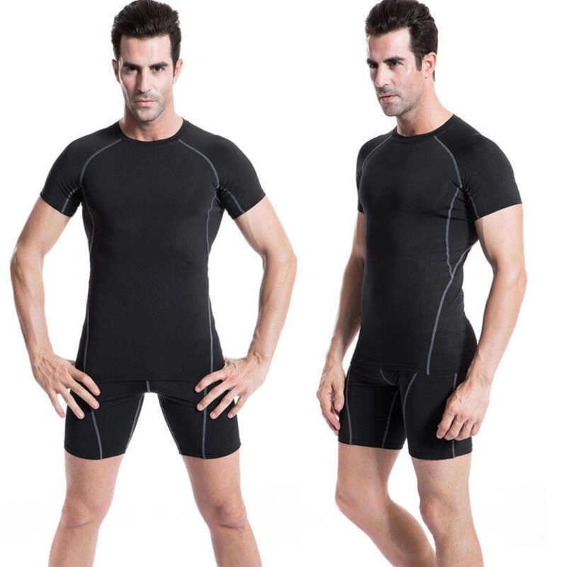 YUERLIAN Men’s Compression Tops Simple Gym Tight Fitness Training Elastic Quick Dry Short Sleeve T-shirt