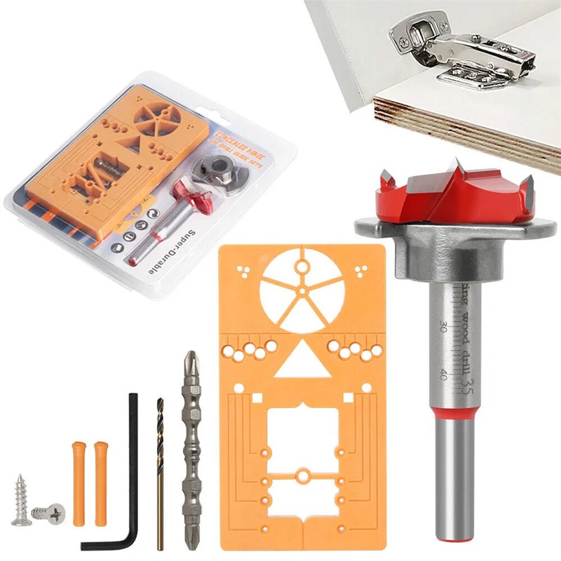 7PCS 35mm Hinge Hole Drilling Guide Locator Set Door Hinge Jig Cabinet Hardware Jig Versatile Woodworking Tool for Hinge Opening Door and Cabinet Construction