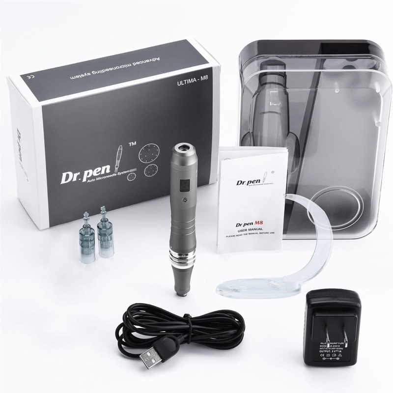 Dr. Pen Ultima M8 Professional Micro Needling Pen with Digital Display Adjustable Needle Length 0-0.3mm Aluminum Skin Care Beauty Pen Home Use Cordless Device 2 x 16-Pin Cartridges Included