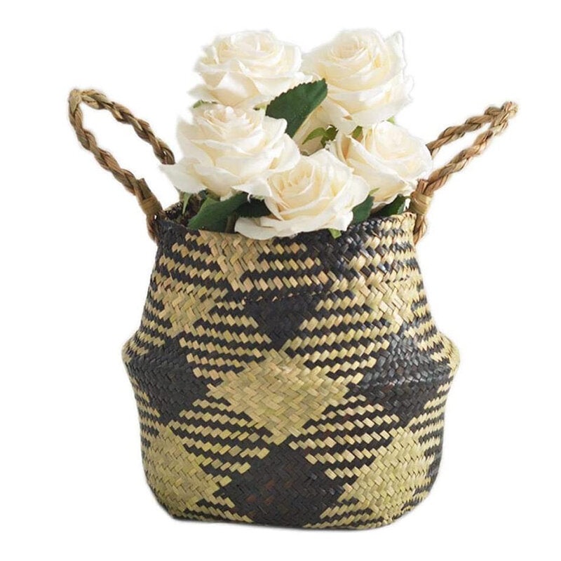 Folding Seaweed Flower Pots Home Storage Pot Belly Basket Plants Decoration